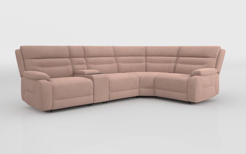 Pink Fabric Fenton 3 Corner 1 Sofa with Media Console