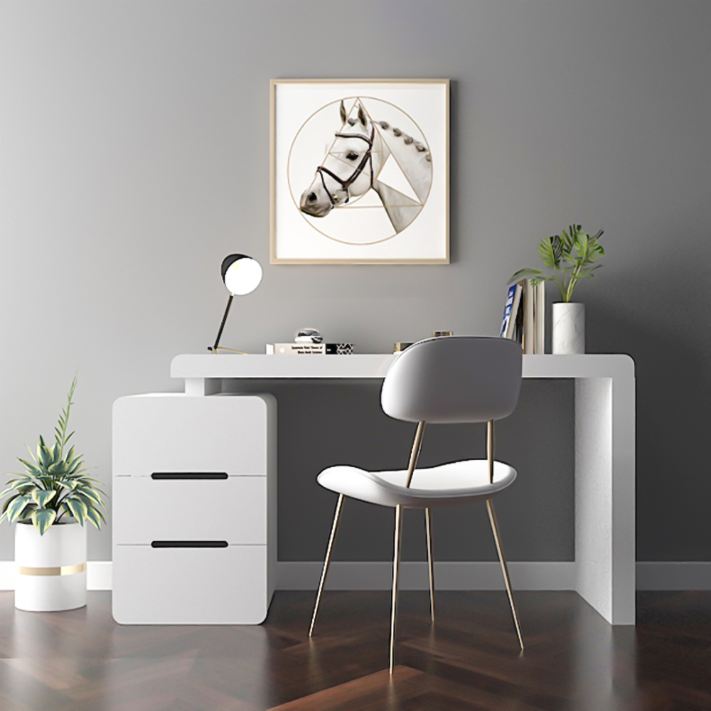 Mular White 3-Drawer Writing Desk with 3 Drawers Office Furniture (120 cm）