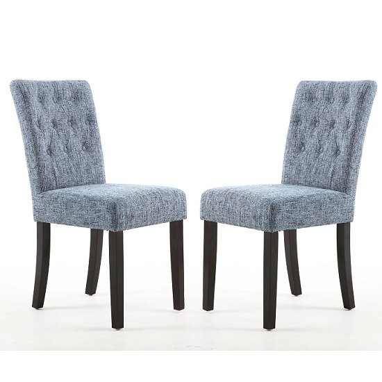 Oriel Dining Chair In Oxford Blue With Brown Legs In A Pair