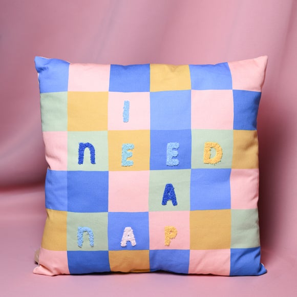 Raspberry Blossom I Need A Nap Square Cushion