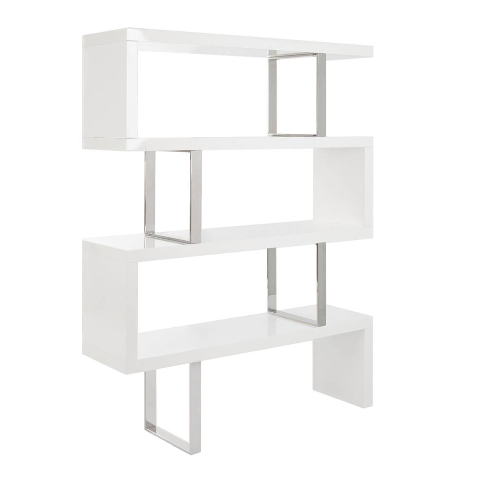 Angel Cerda White Gloss MDF & Chrome Steel Shelving Unit