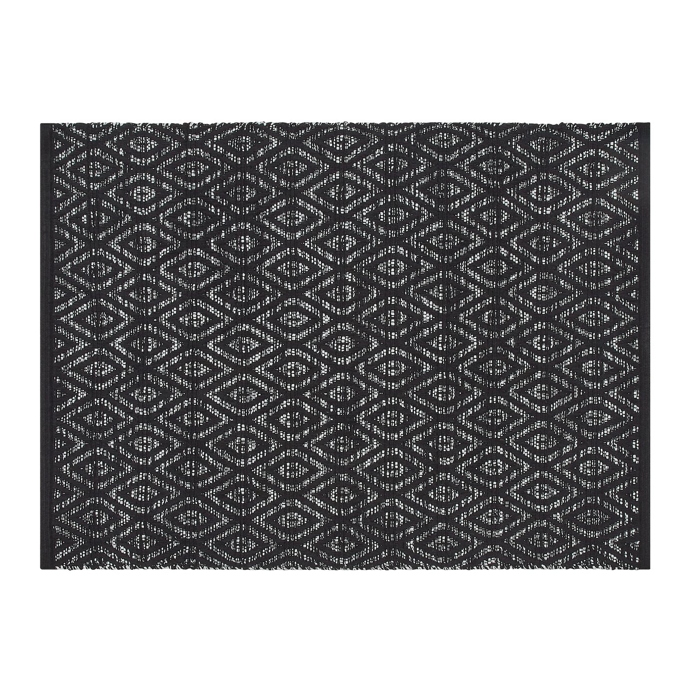 Habitat Geo Diamond Cotton Flatweave Rug - 80x110cm - Grey