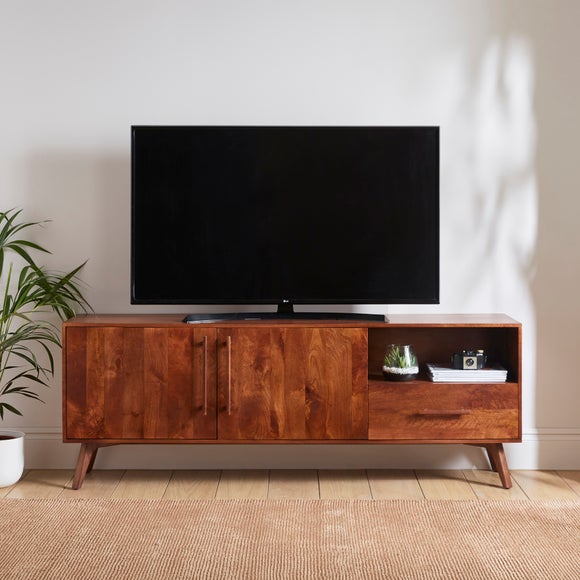 Maxton Extra Wide TV Unit For TVs up to 70", Mango Wood