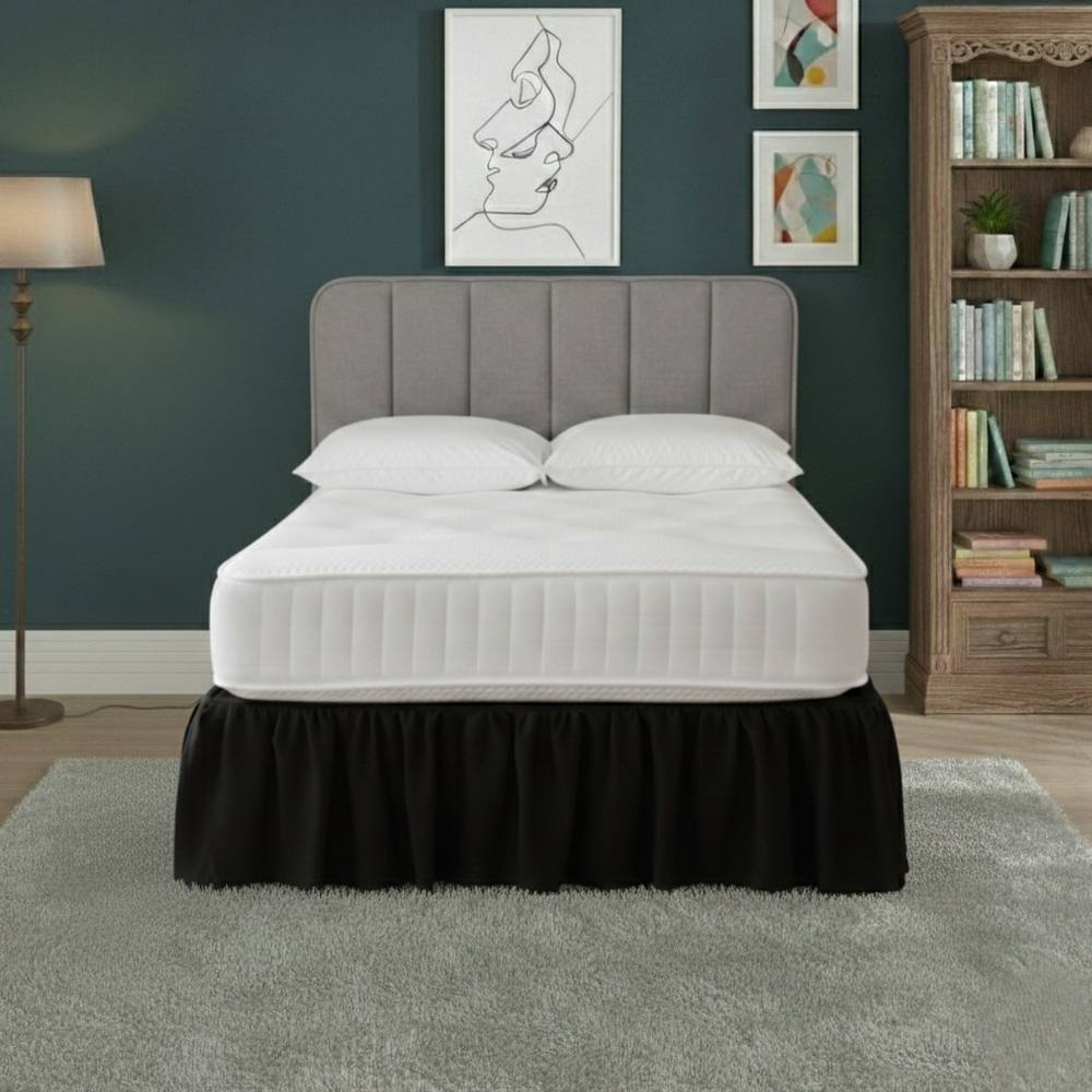 Snug City Base Valance Polycotton Sheet for Divan Beds Easy Care Bed Base Cover in Black