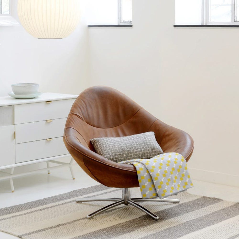 Heal's Hidde Swivel Armchair in Brown Yak Leather 4