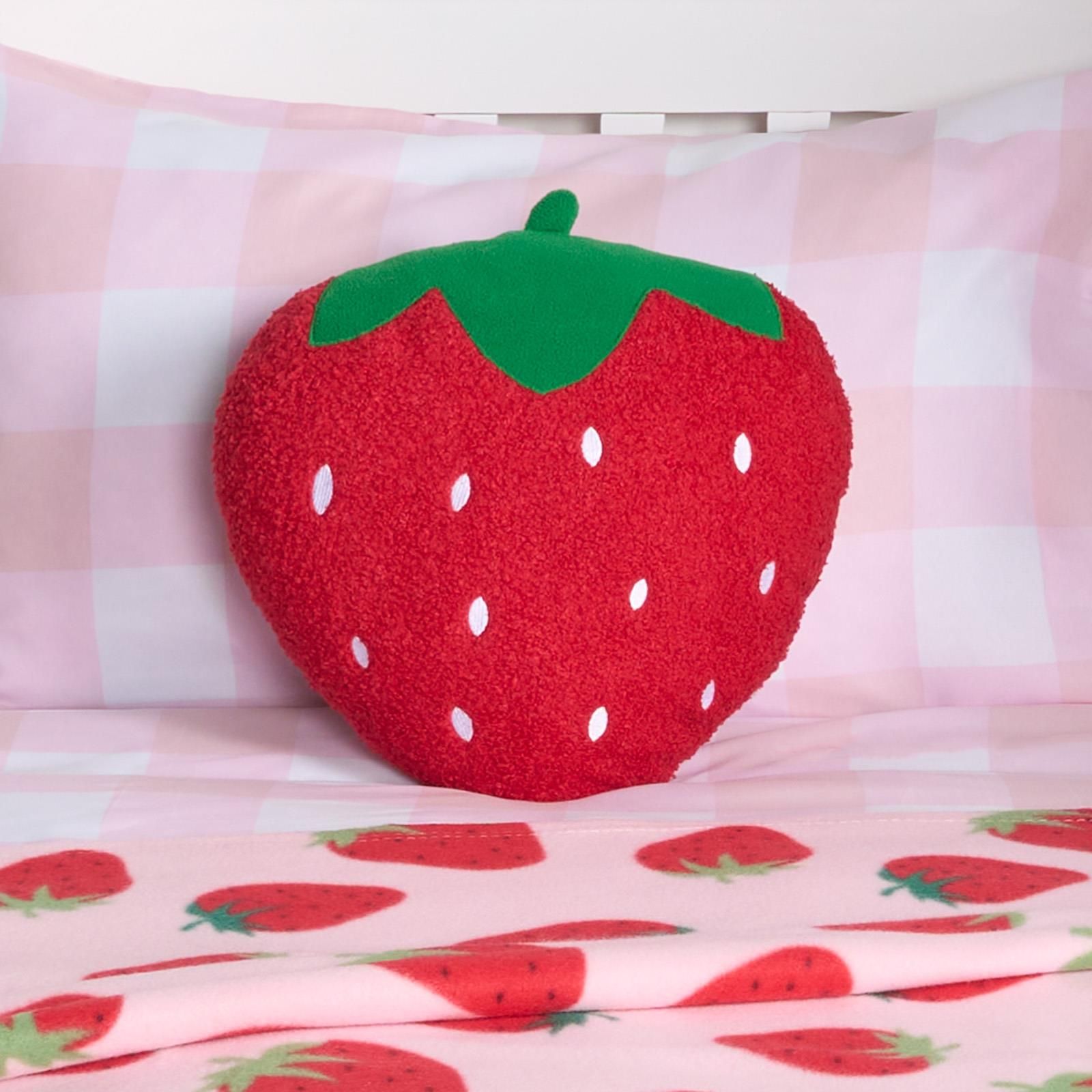 OHS Strawberry Filled Cushion Bedroom Decorative Scatter Chair Sofa Modern Pillow in Red