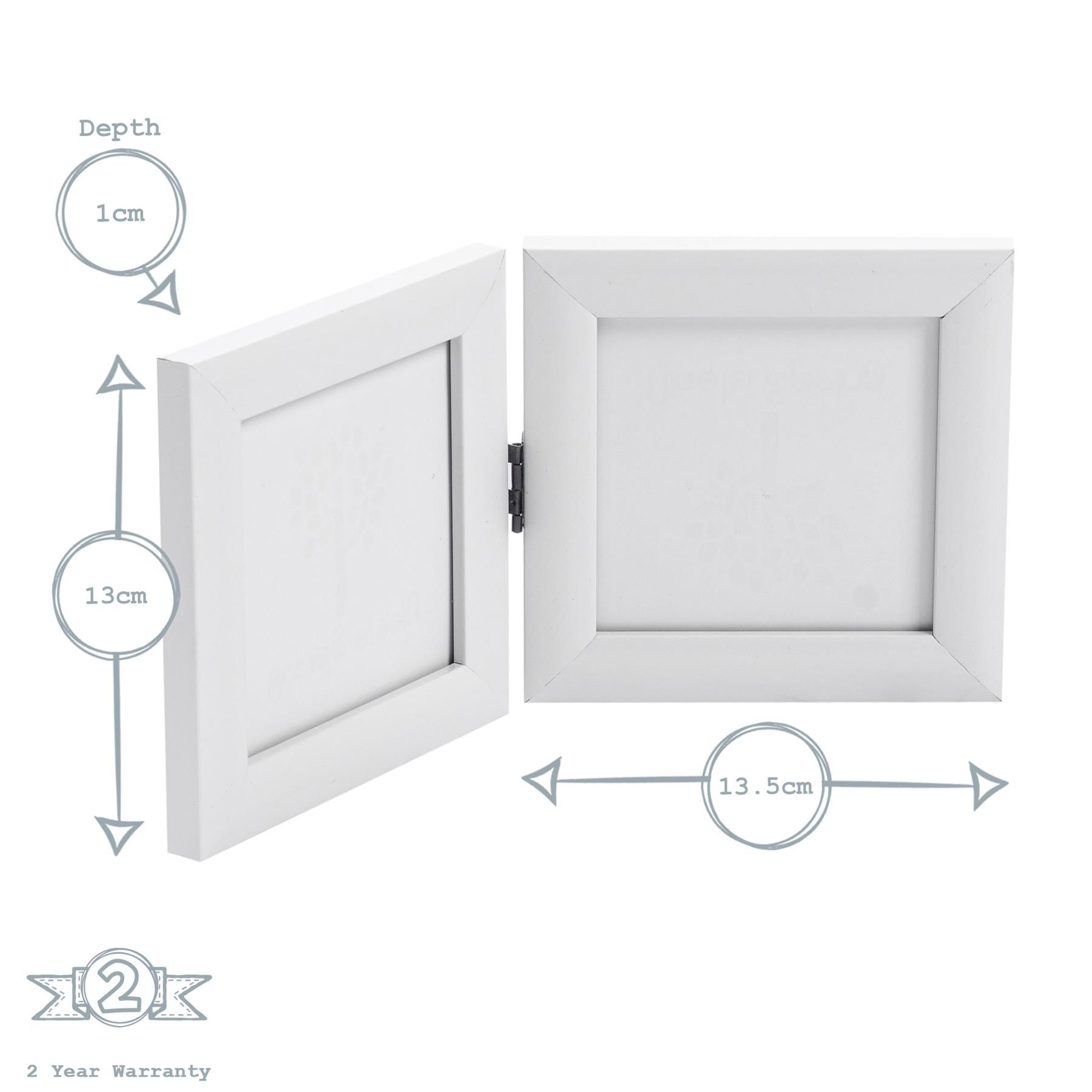 Nicola Spring Folding 2 Photo Frame - 4 x 4" - Pack of 1 in White 3