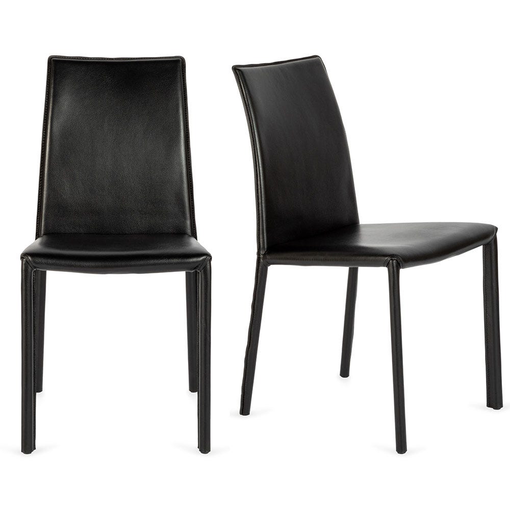 Heal's Byron II Pair of Dining Chairs Black Leather 3