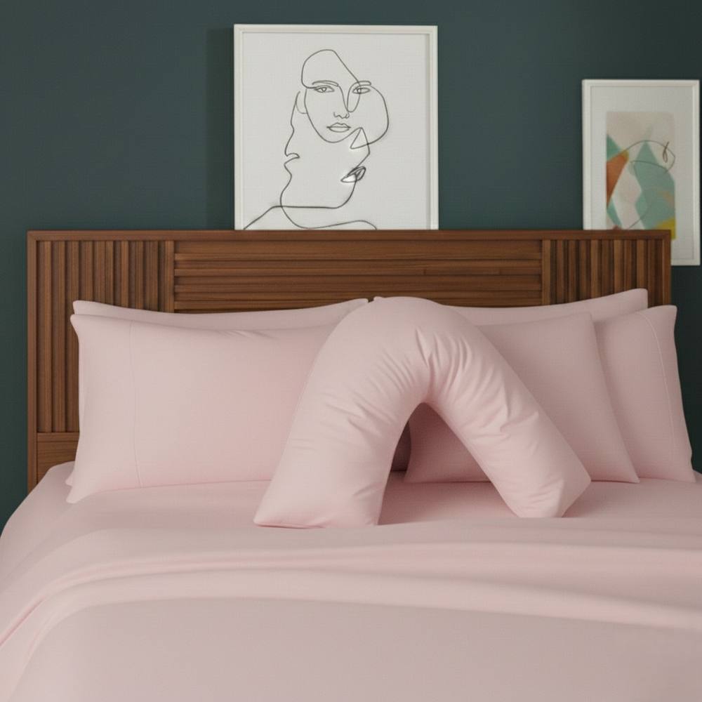Snug City V Shape Pillowcase for Support Maternity Pillows Polycotton Easy Care in Pink