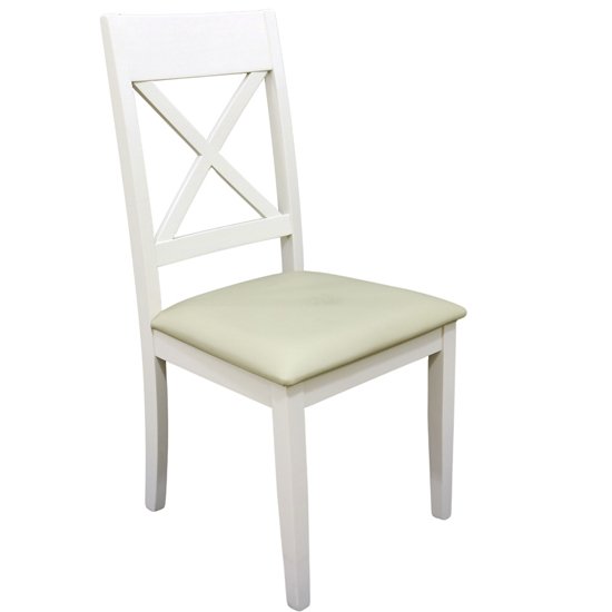 Ohyeap Cross Back Padded Dining Chair In Painted White