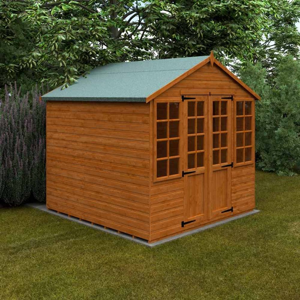 Buttercup Farm 8 x 8 Feet Summerhouse 12mm Shed - L235 x W235 x H243.7 cm in Burnt Orange 2
