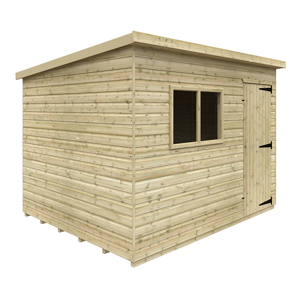 Buttercup Farm 10 x 8 Feet Tanalised Deluxe Pent 16mm Shed - Solid Wood/Softwood/Pine in Natural
