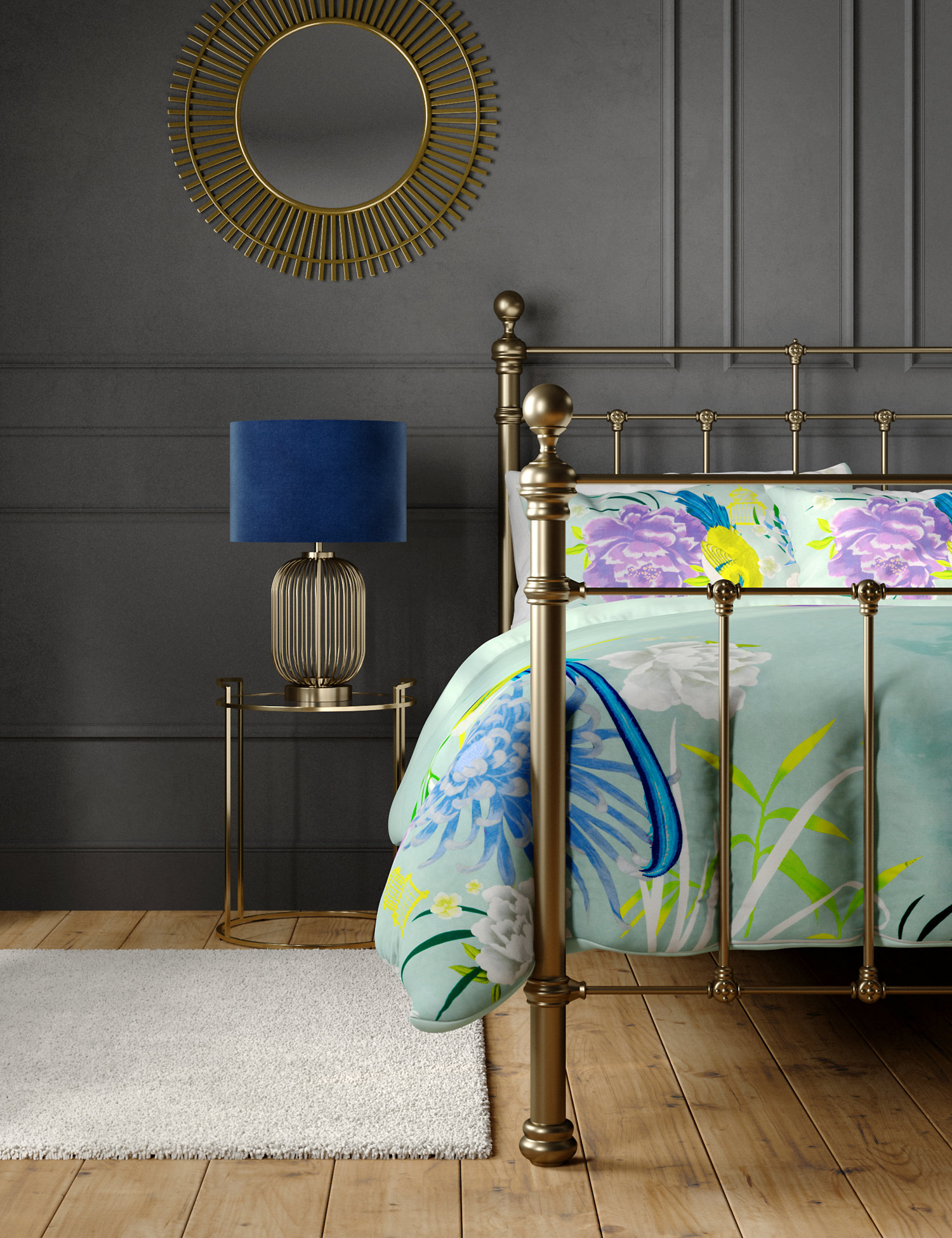 M&S Pure Cotton Bird Embroidered Bedding Set