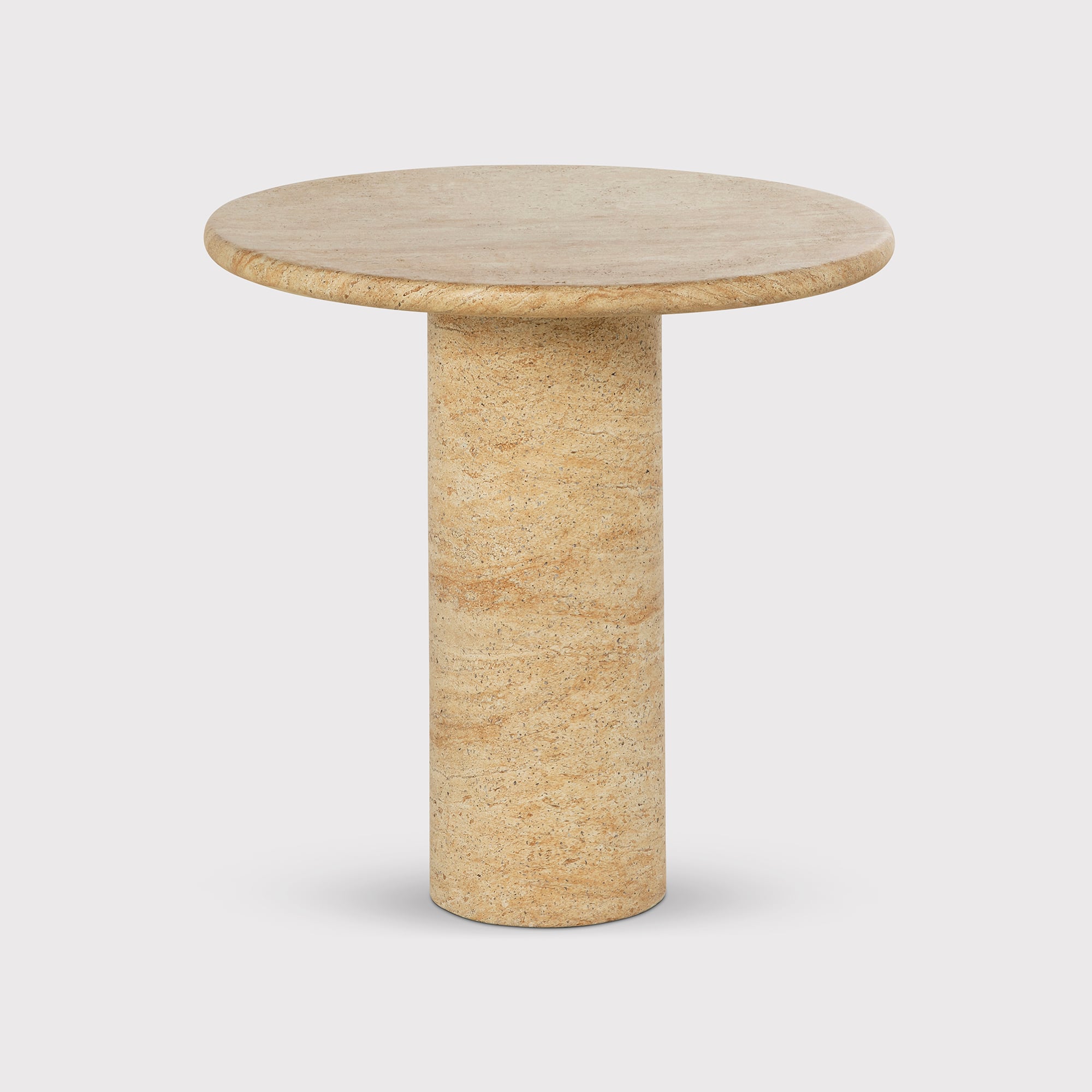 Sierra Round Side Table 46cm X 46cm X 48cm, Round, Neutral Stone Effect | Barker & Stonehouse