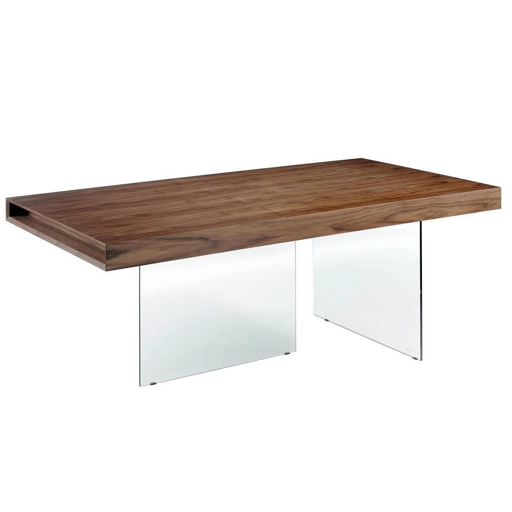 Angel Cerda Walnut Veneer Dining Table with Tempered