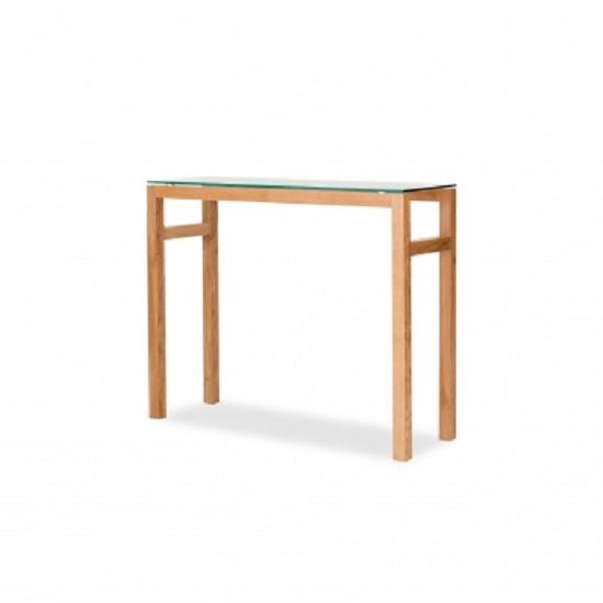 Tribe Glass Console Table In Clear With Solid White Oak Frame