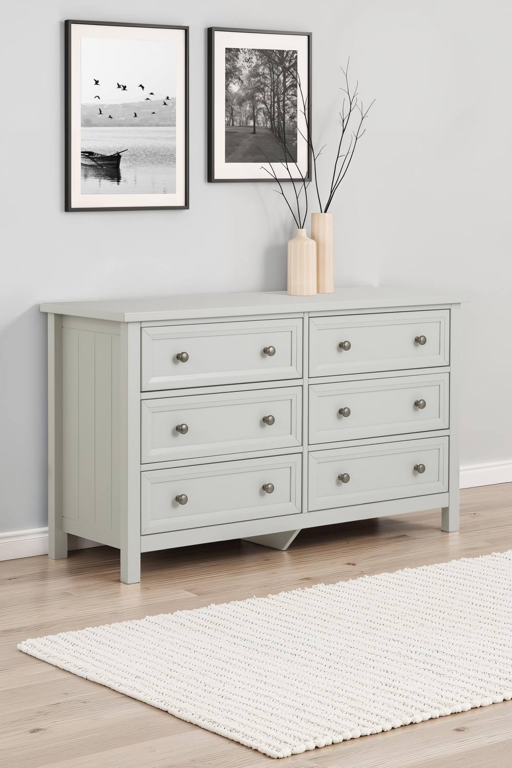 Julian Bowen Maine 6 Drawer Wide Chest in Light Grey
