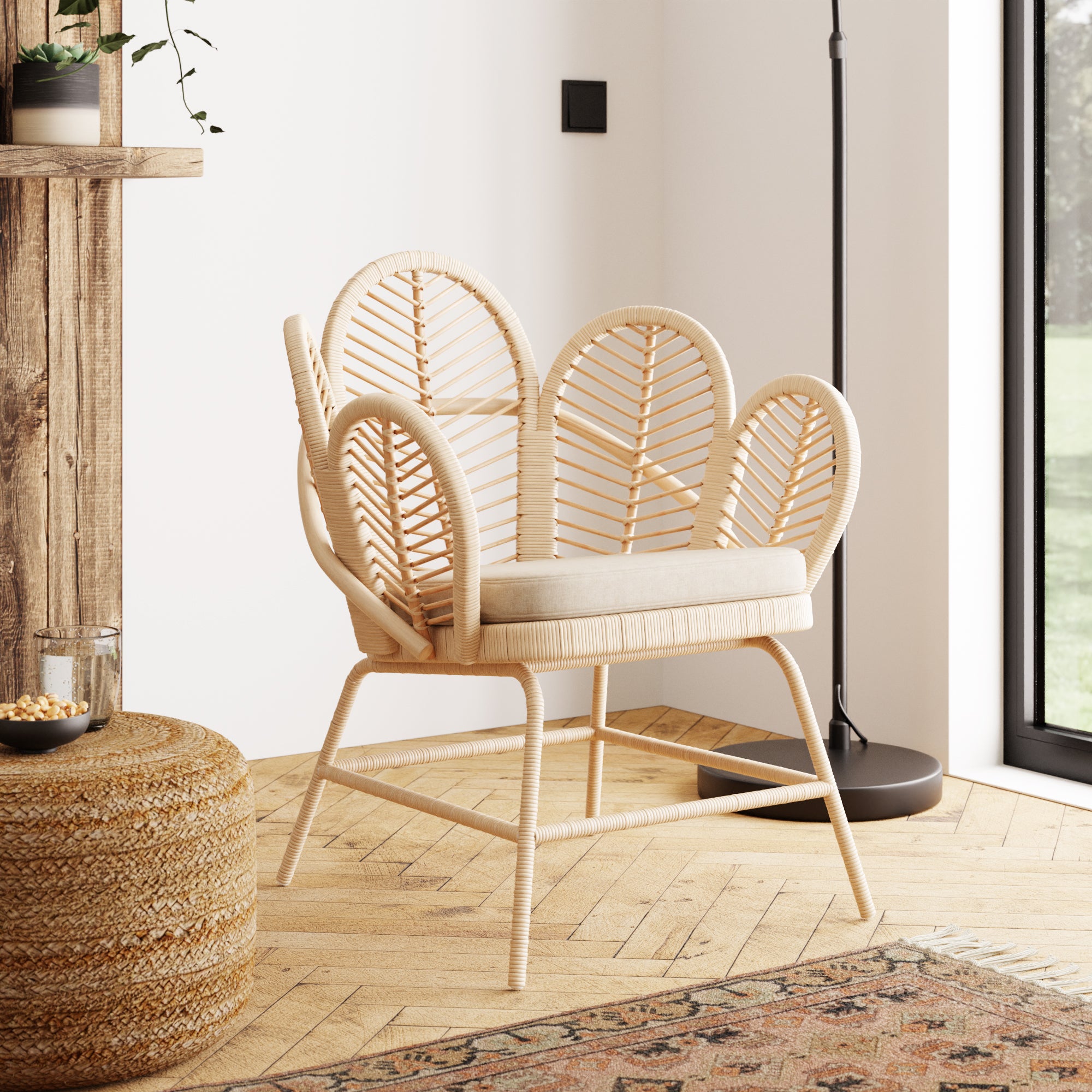 Flower Rattan Chair Natural