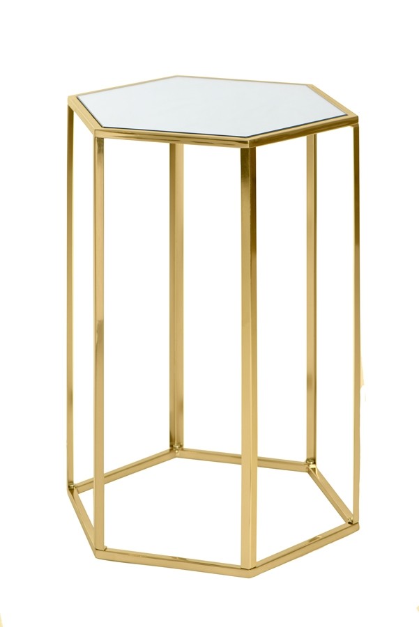 Alveare Brass and Mirror Side Table