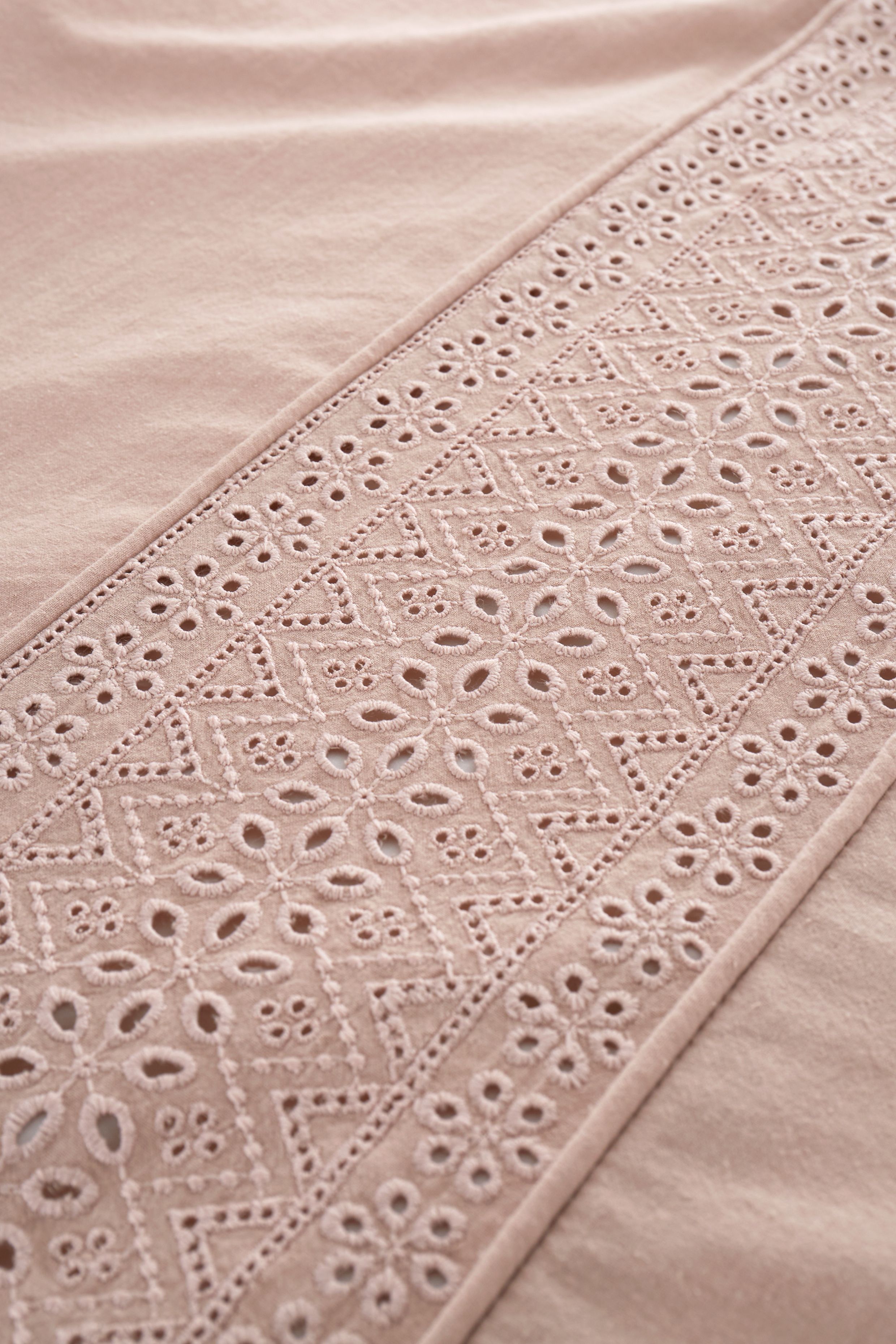 Catherine Lansfield 'Broderie Anglaise' Duvet Cover Set in Pink 3