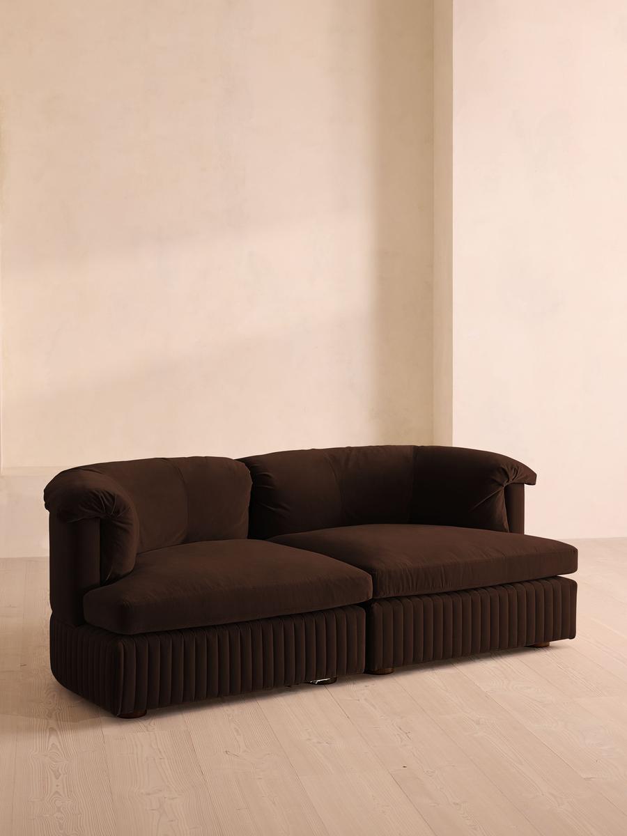 Oona Modular Sofa, Three Seater, Velvet, Chocolate
