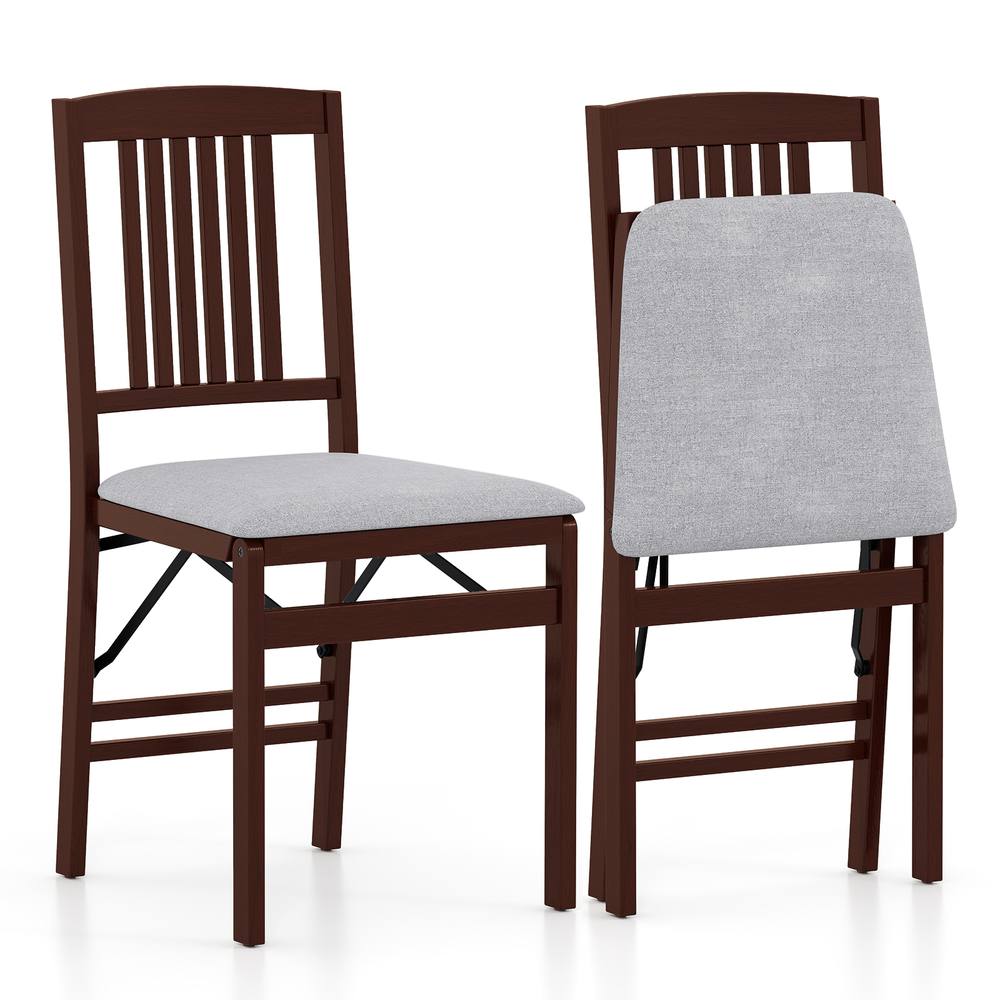 Costway Folding Dining Chairs Set of 2 Foldable Upholstered Kitchen Chairs