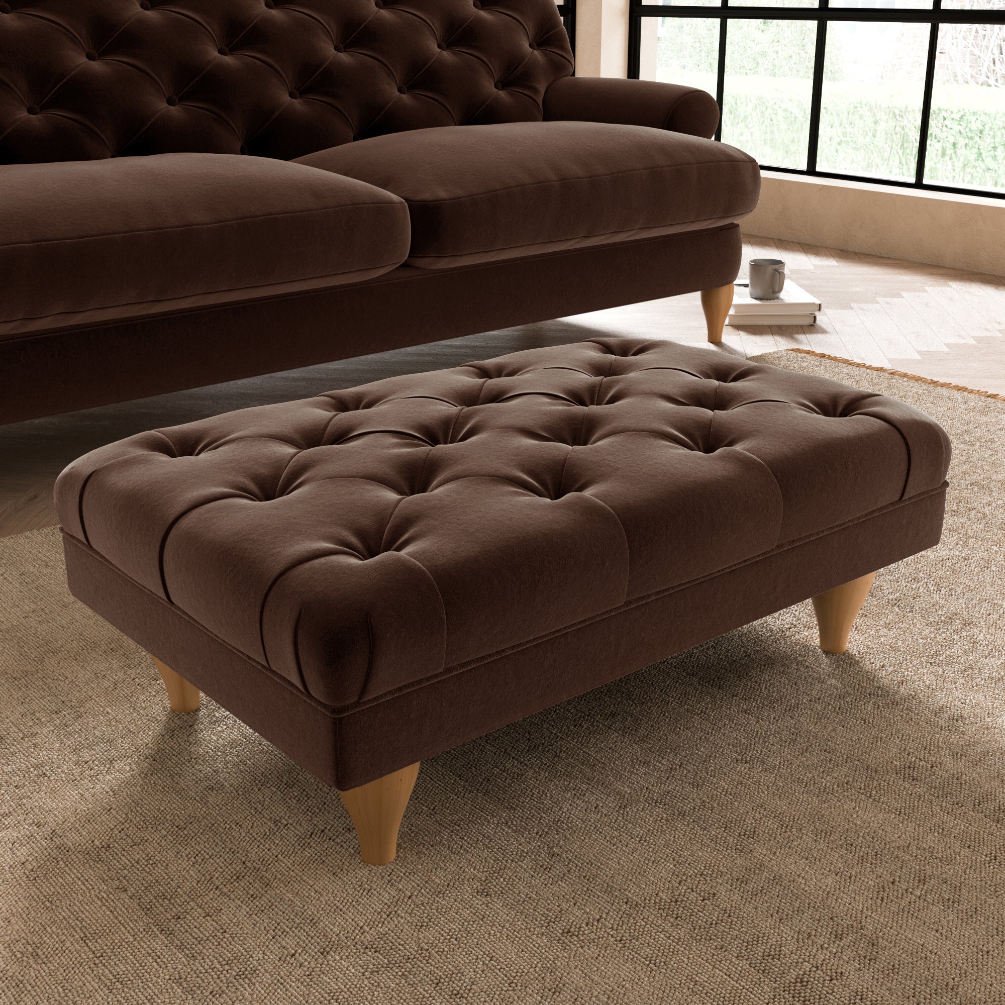 Warwick Luxury Velvet Footstool Luxury Velvet Pinecone
