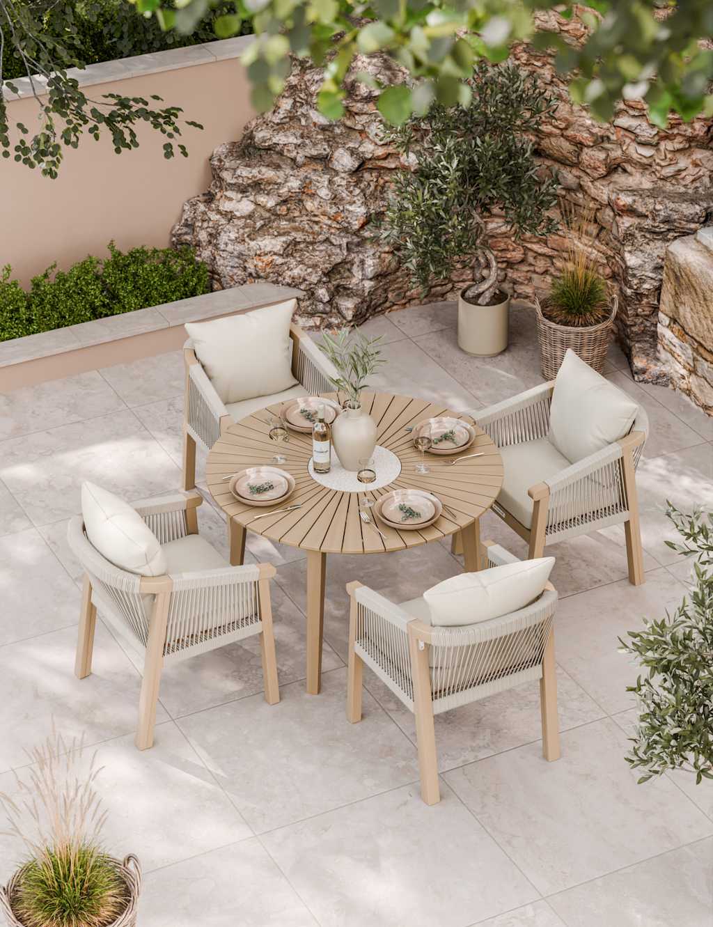 Royalcraft Roma 4 Seater Dining Set Natural Mix