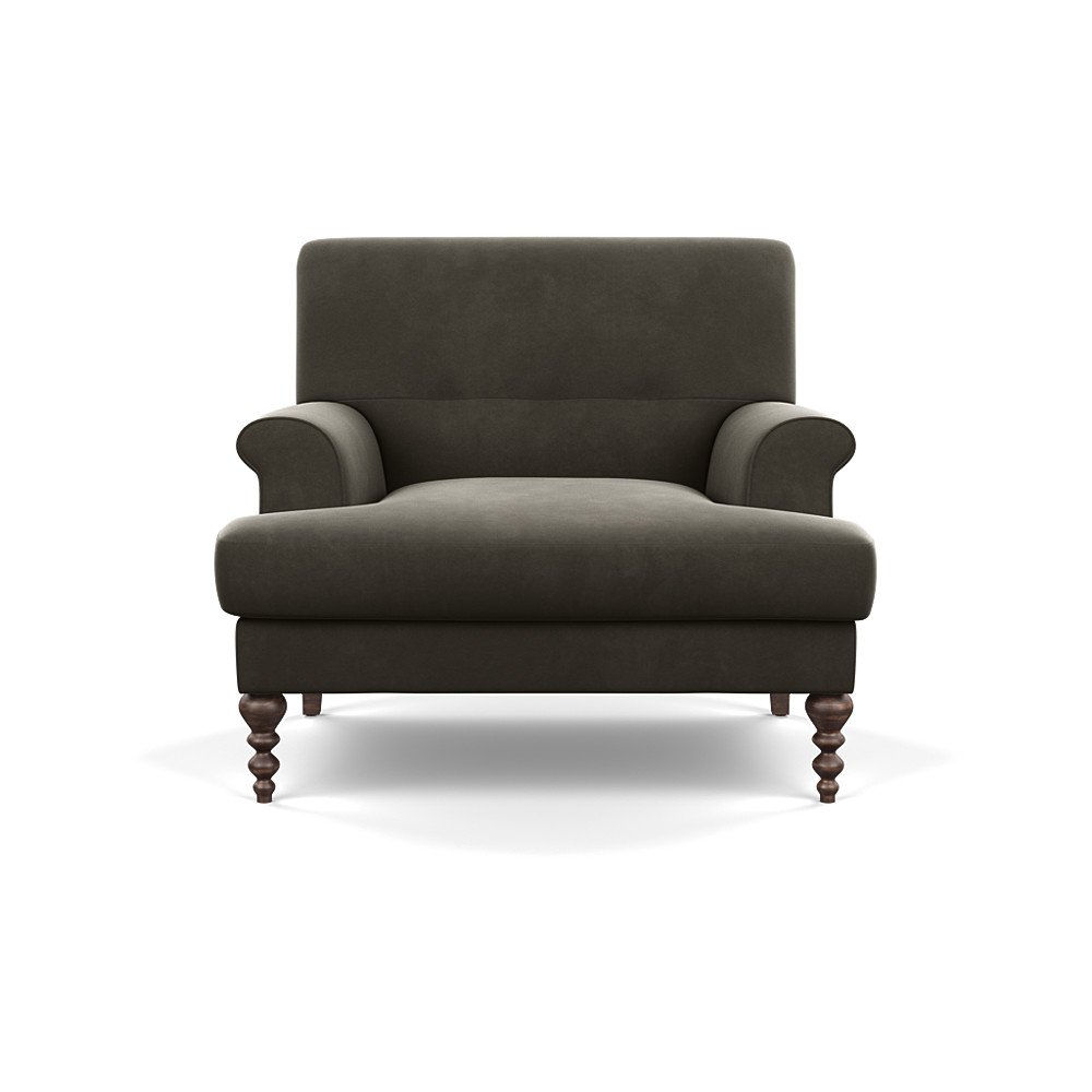 SCP Oscar Formal Armchair Velvet Charcoal Walnut Feet