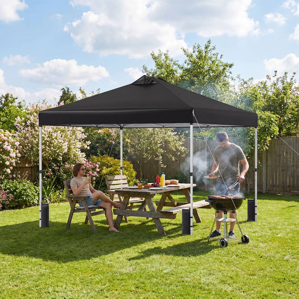 Costway 300 x 300 cm Pop up Canopy Tent 1 Person Easy Setup Gazebo Shelter in Black