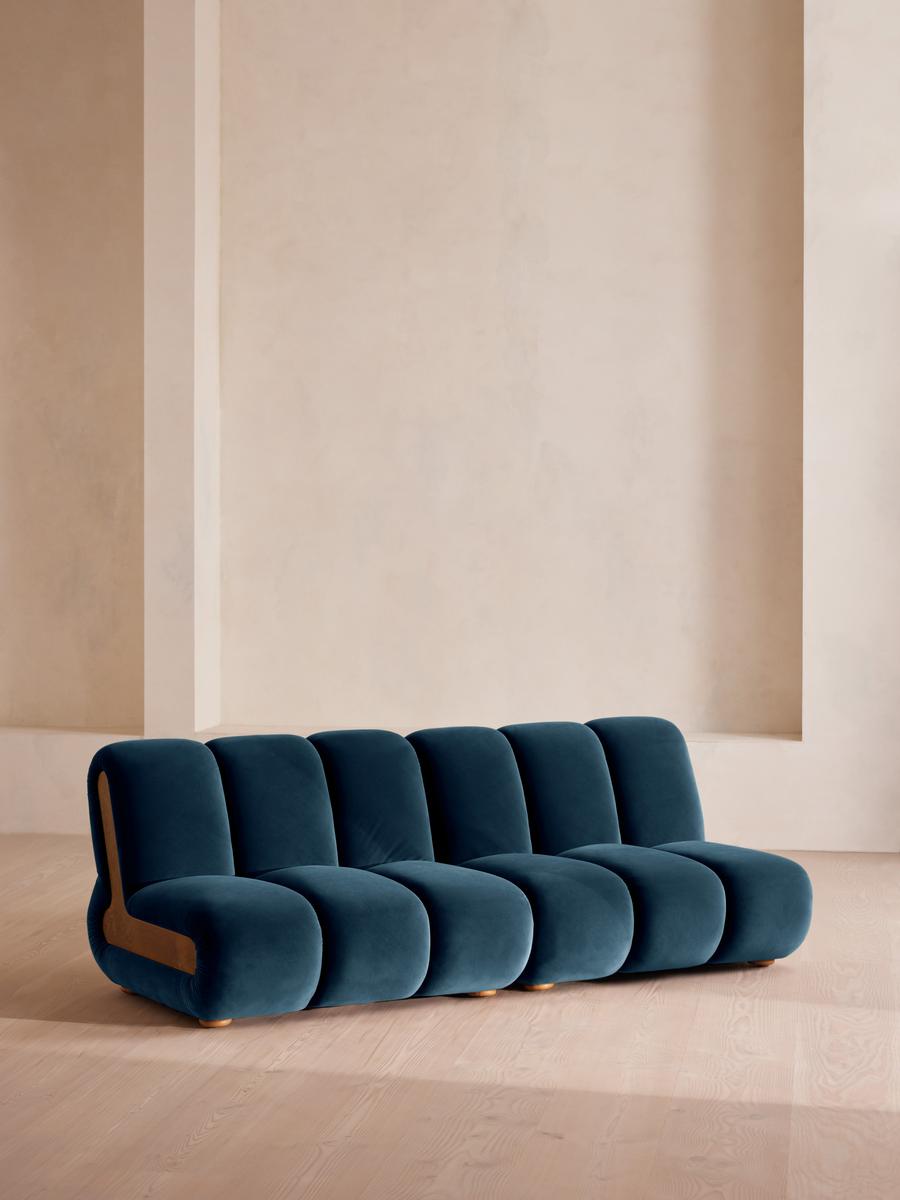 Noelle Modular Sofa, Four Seater, Velvet, Royal Blue