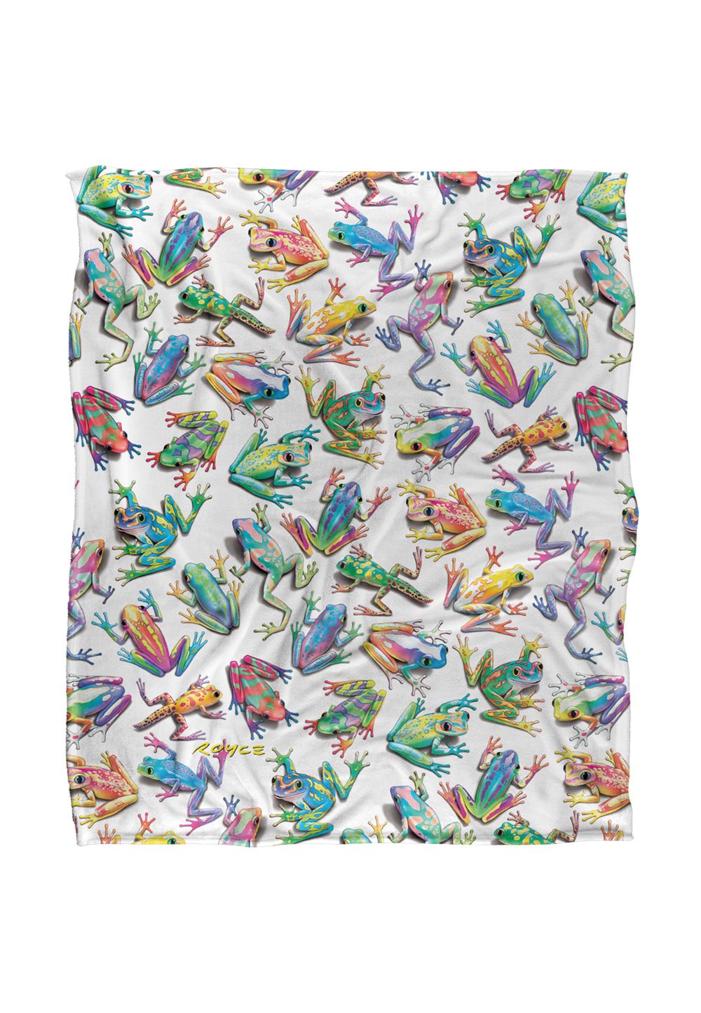 JQ Licensing Royce Mcclure Sticky Fingers Frog Pattern Silky Touch Super Soft Throw Blanket 152 X 127 cm in White