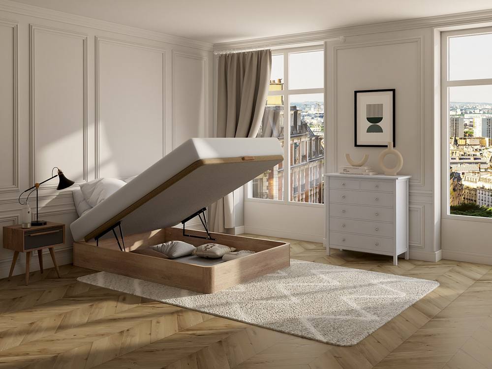 Vente-unique Ottoman Bedframe - 160 X 200 Cm - Light Natural - HESTIA By YSMÉE in Light Oak