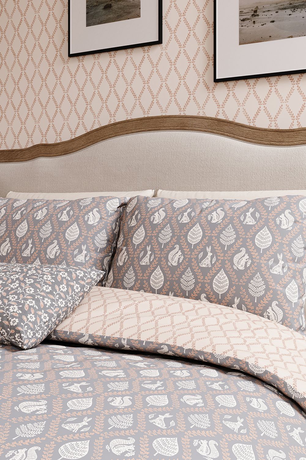 Helena Springfield 'Woodland Trellis' Cotton Duvet Cover Set in Grey 2