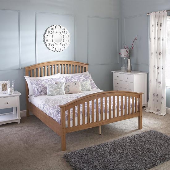 Madrid Rubberwood Double Bed In Natural Oak