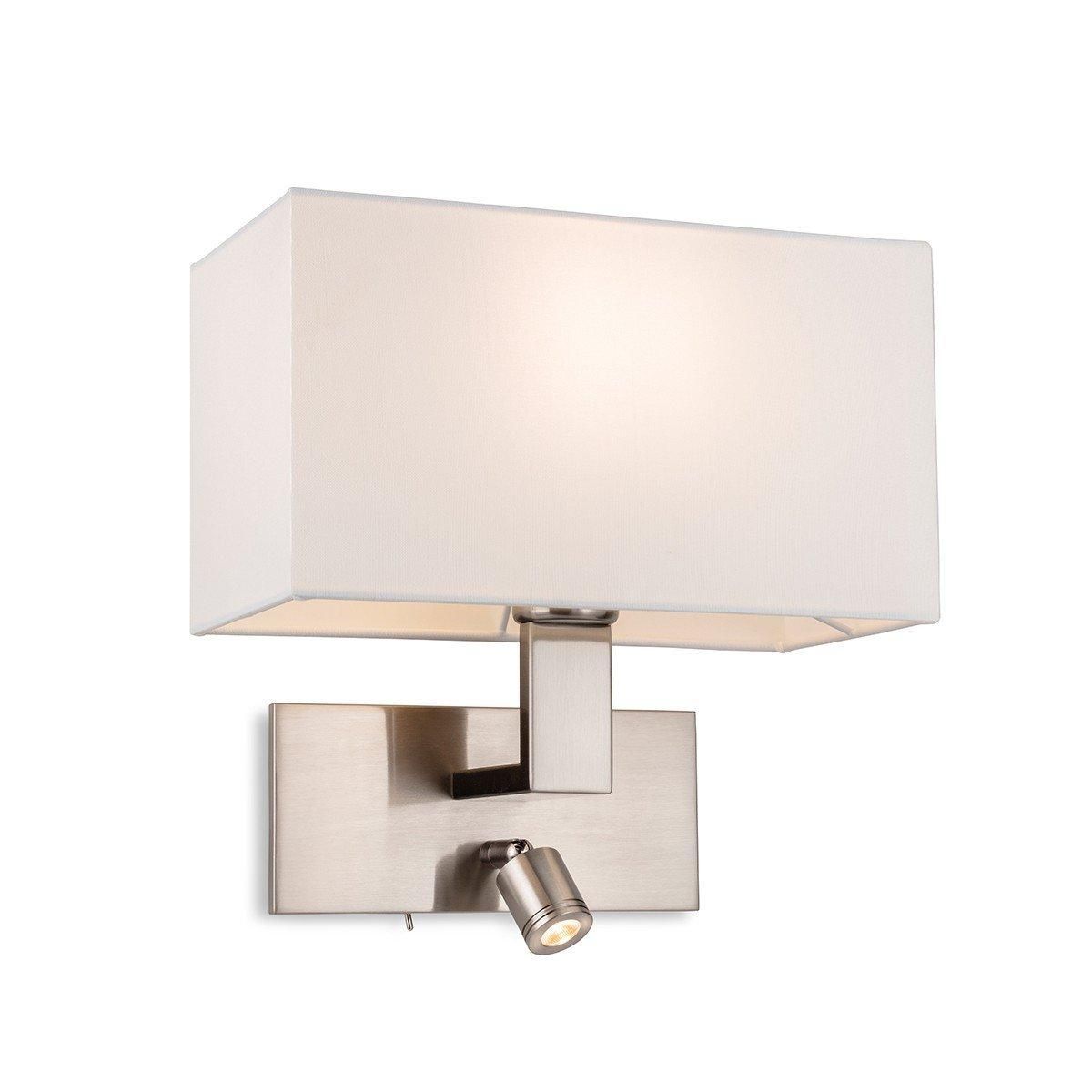 Netlighting Raffles Wall Lamp Adjustable Switched Reading Light Steel Cream Shade in Grey