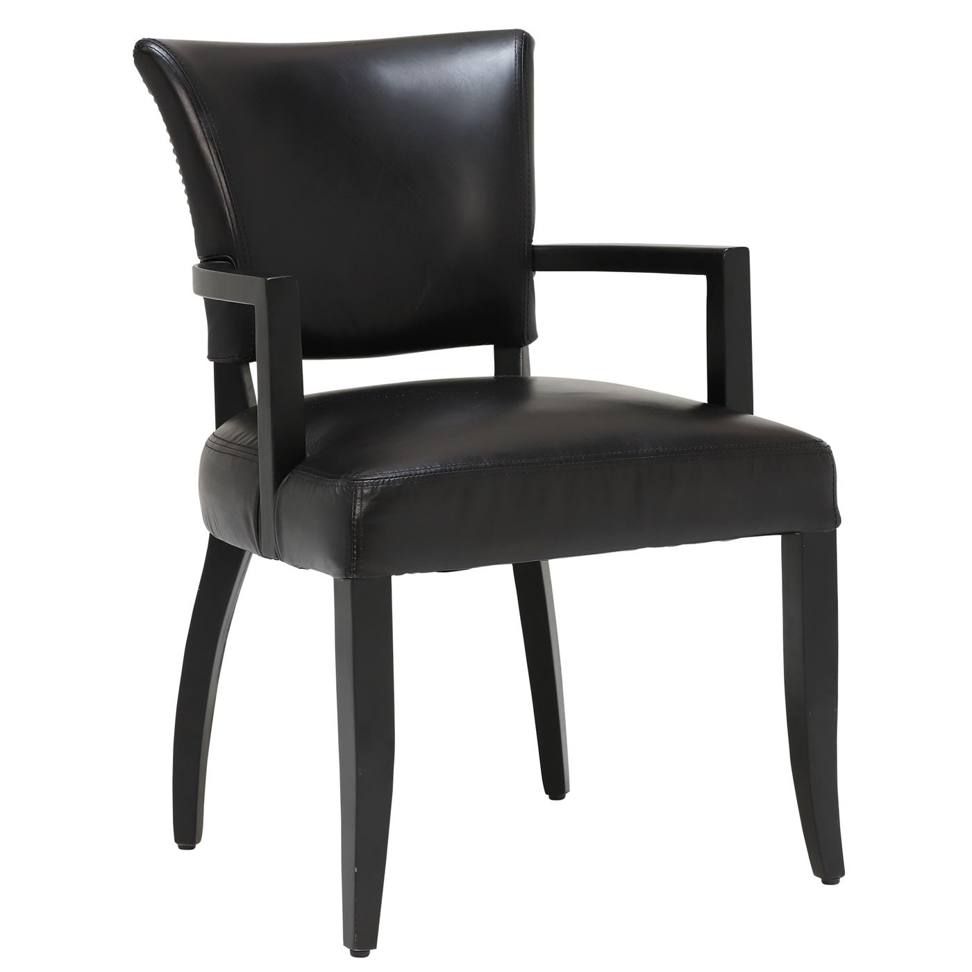 Timothy Oulton Mimi Dining Chair With Arms - Black  - Leather - Plain - W60 x D66 x H90cm - Barker & Stonehouse