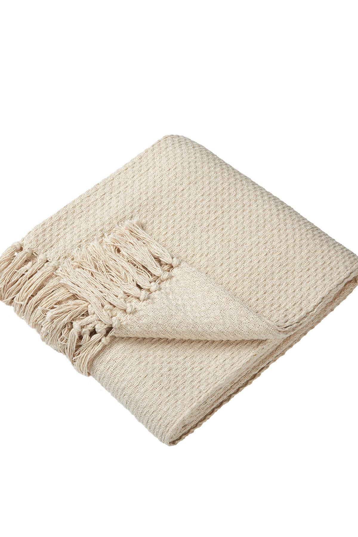 Drift Home 'Hayden' Textured Woven Throw in Cream