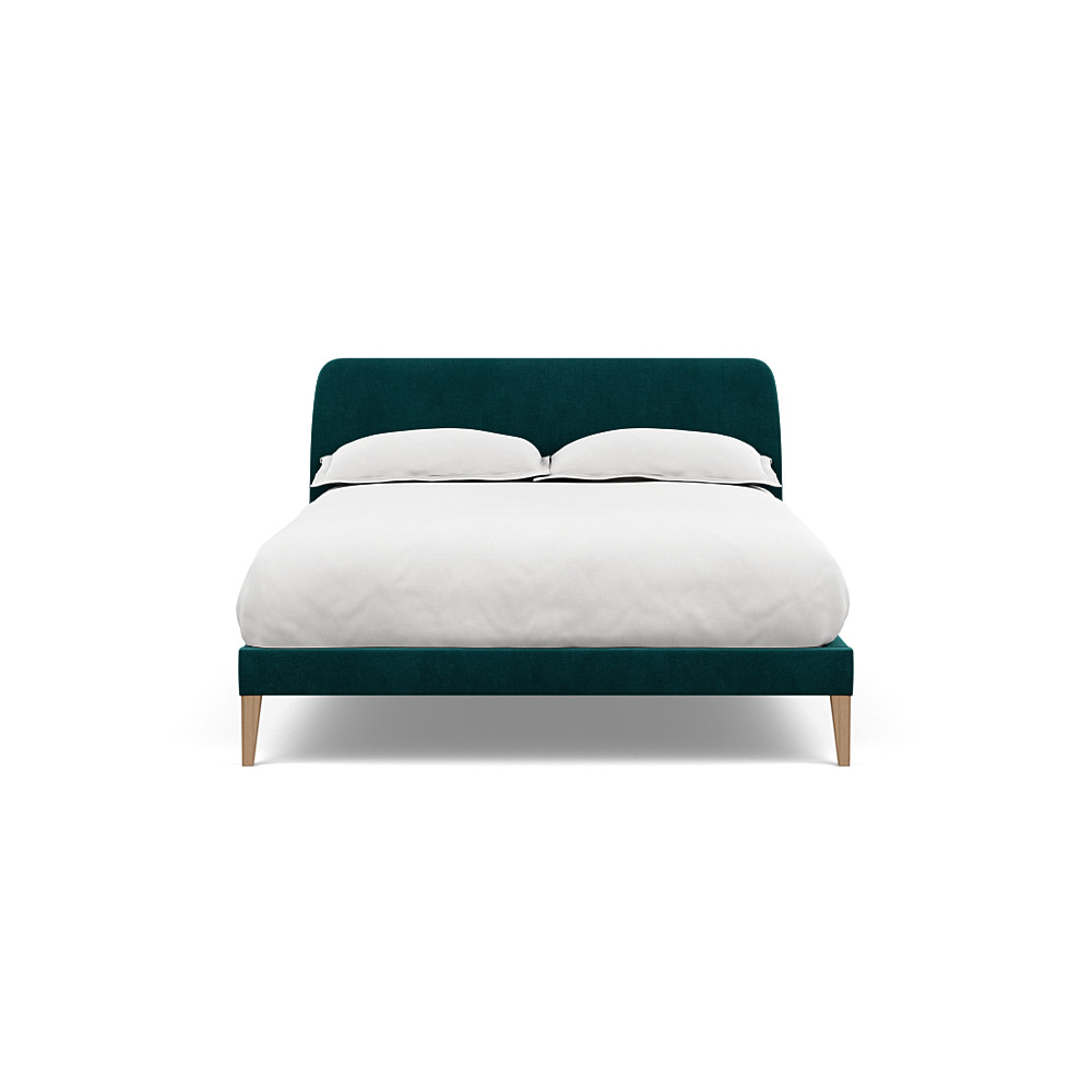 Heal's Wallis Bedstead Double Smart Luxe Velvet Ocean Natural Feet