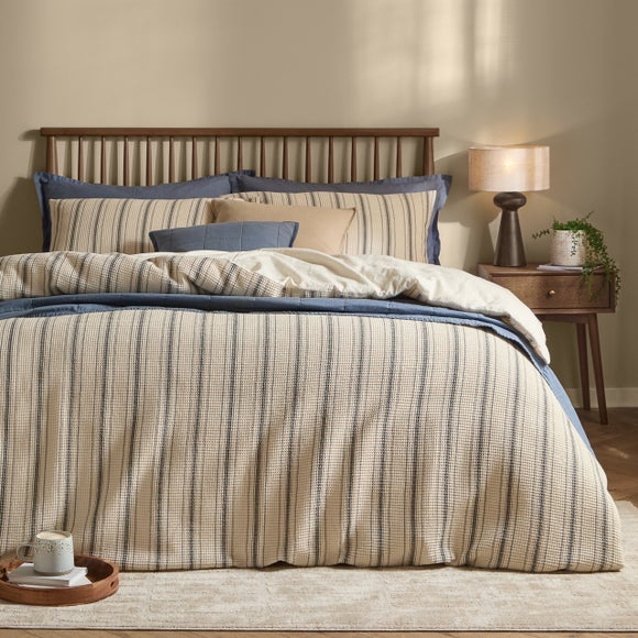 Yard Waffle Stripe 100% Cotton Duvet Cover & Pillowcase Set