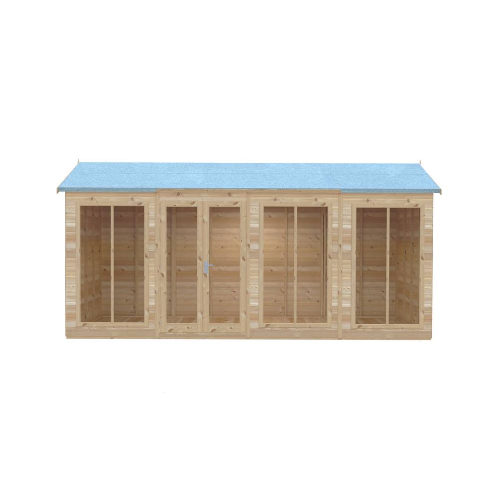 Shires Mayfield 16 x 6 Summerhouse - Wood - L179 x W476 x H240.9 cm in Light Brown
