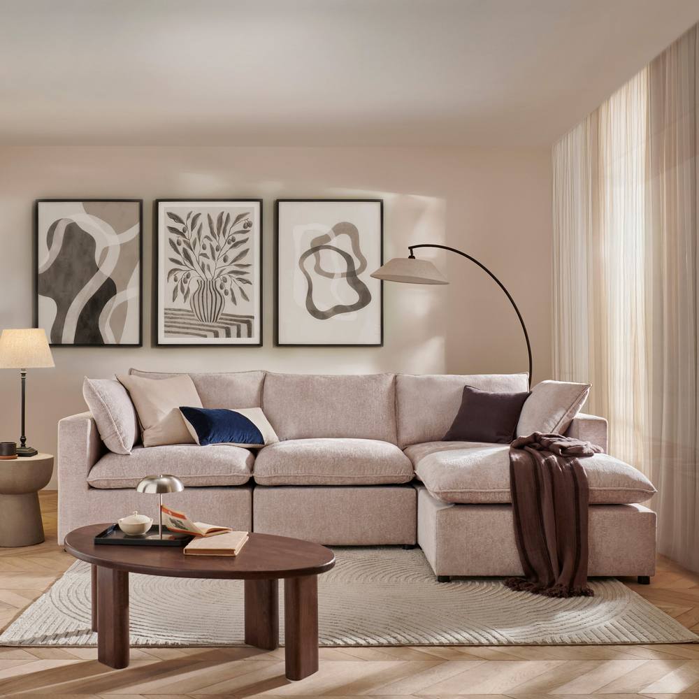 The Great Sofa Company Taylor Modular Chunky Chenille Corner Sofa in Light Beige