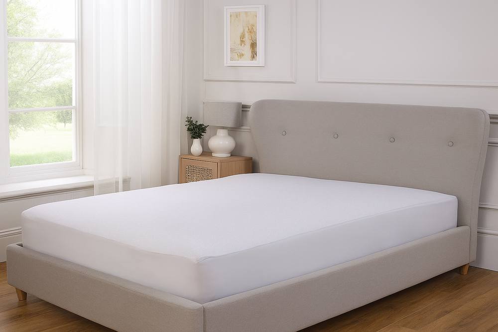 Rapport Home Terry Waterproof Mattress Protector Elastic Skirt (White) in White