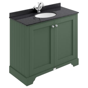 Bayswater Victrion Hunter Green Traditional Freestanding Vanity Unit & Black Marble Top Basin - 1000mm