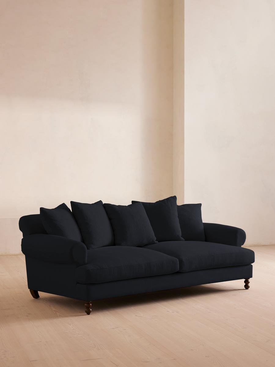 Audrey Three Seater Sofa, Linen, Indigo