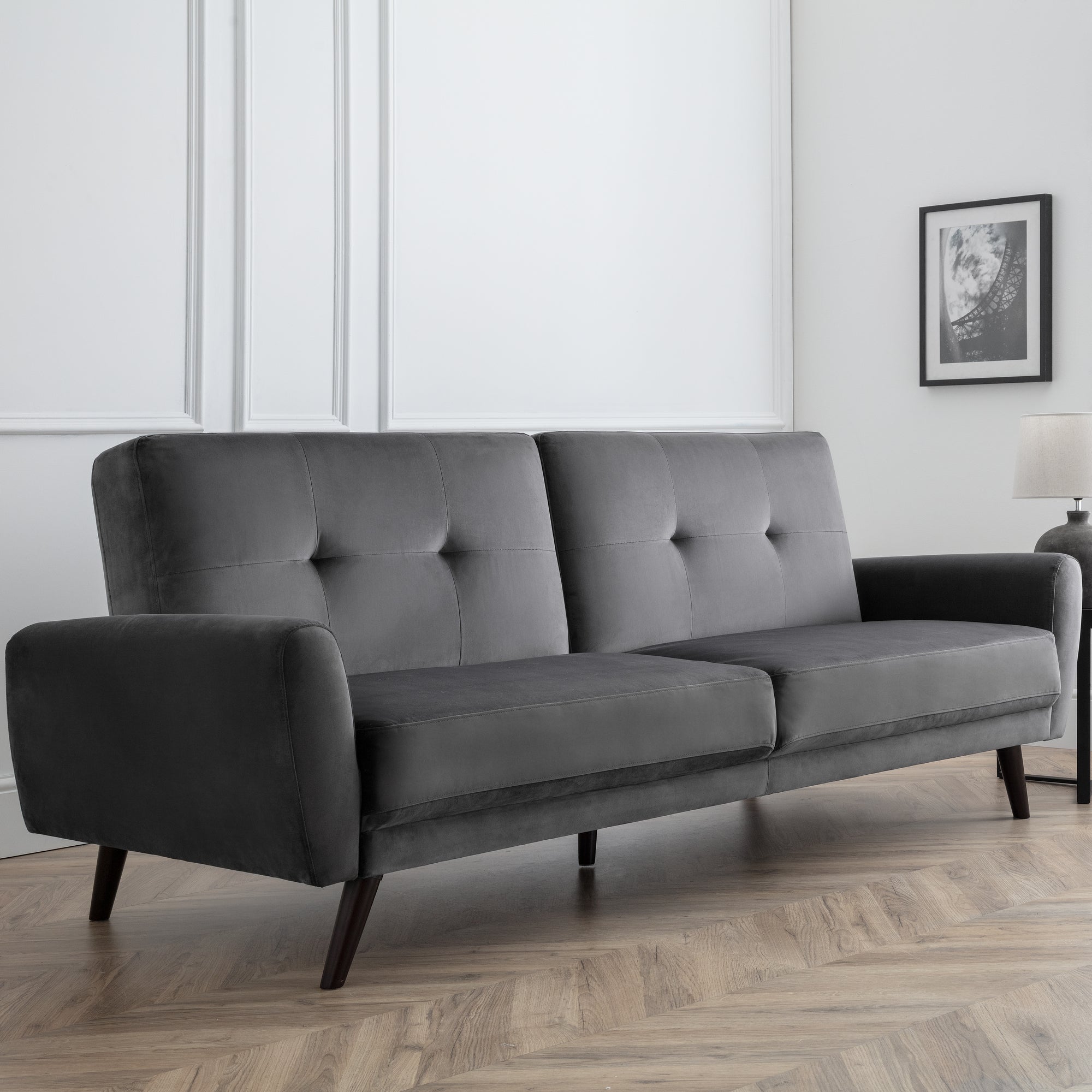 Monza Velvet Clic Clac Sofa Bed Grey