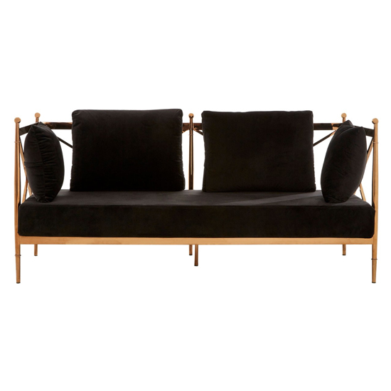 Kurhah 2 Seater Sofa In Black With Rose Gold Lattice Arms