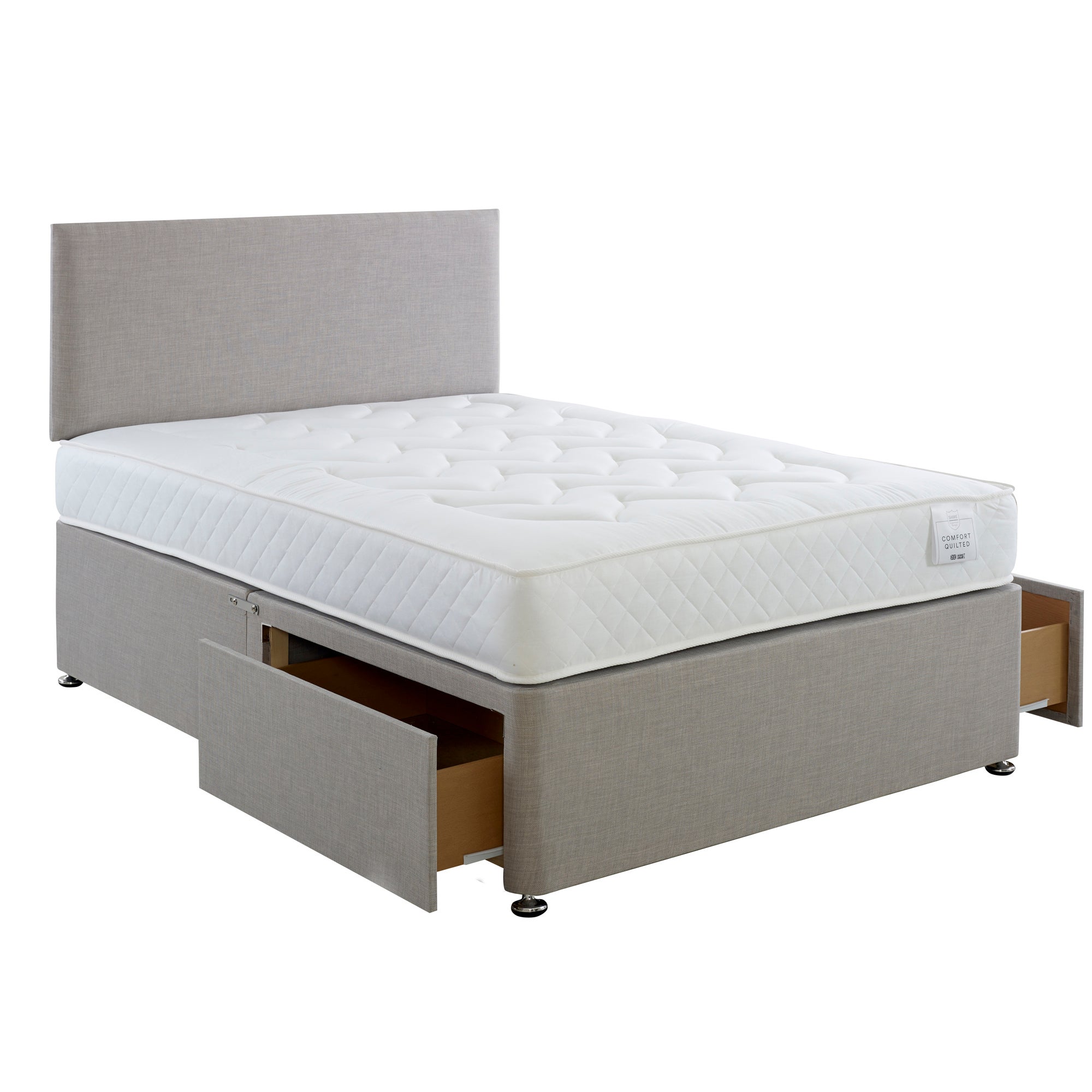 Comfort Divan Bed with Mattress Grey