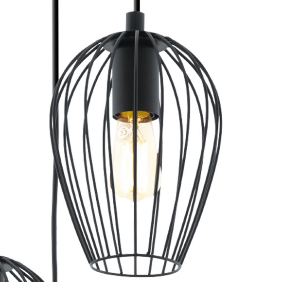 EGLO Newtown Vintage Caged 3 Light Cluster Ceiling Light