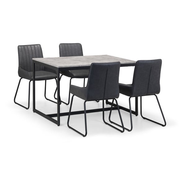 Staten 4 Seater Rectangular Dining Table with 4 Soho Chairs, Grey